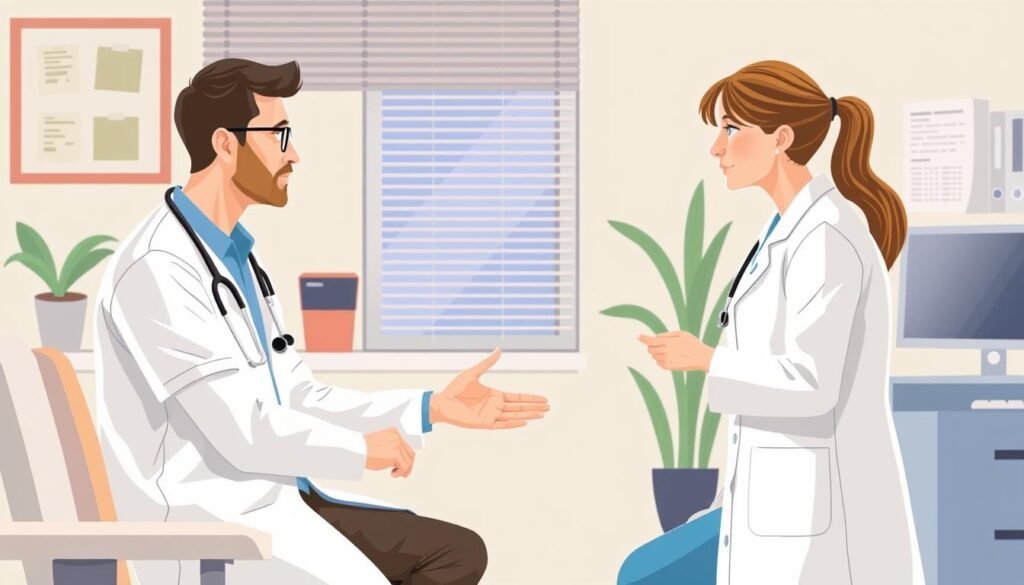 An image of a healthcare professional consulting with a patient